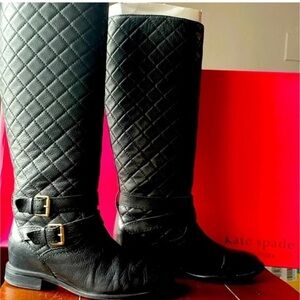 Kate Spade ♠️ Black Quilted Riding Leather Boots Size 7 🥳